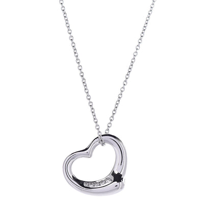 Tiffany Platinum Diamond 16mm Elsa Peretti Open Heart Pendant Necklace 4 of 8
