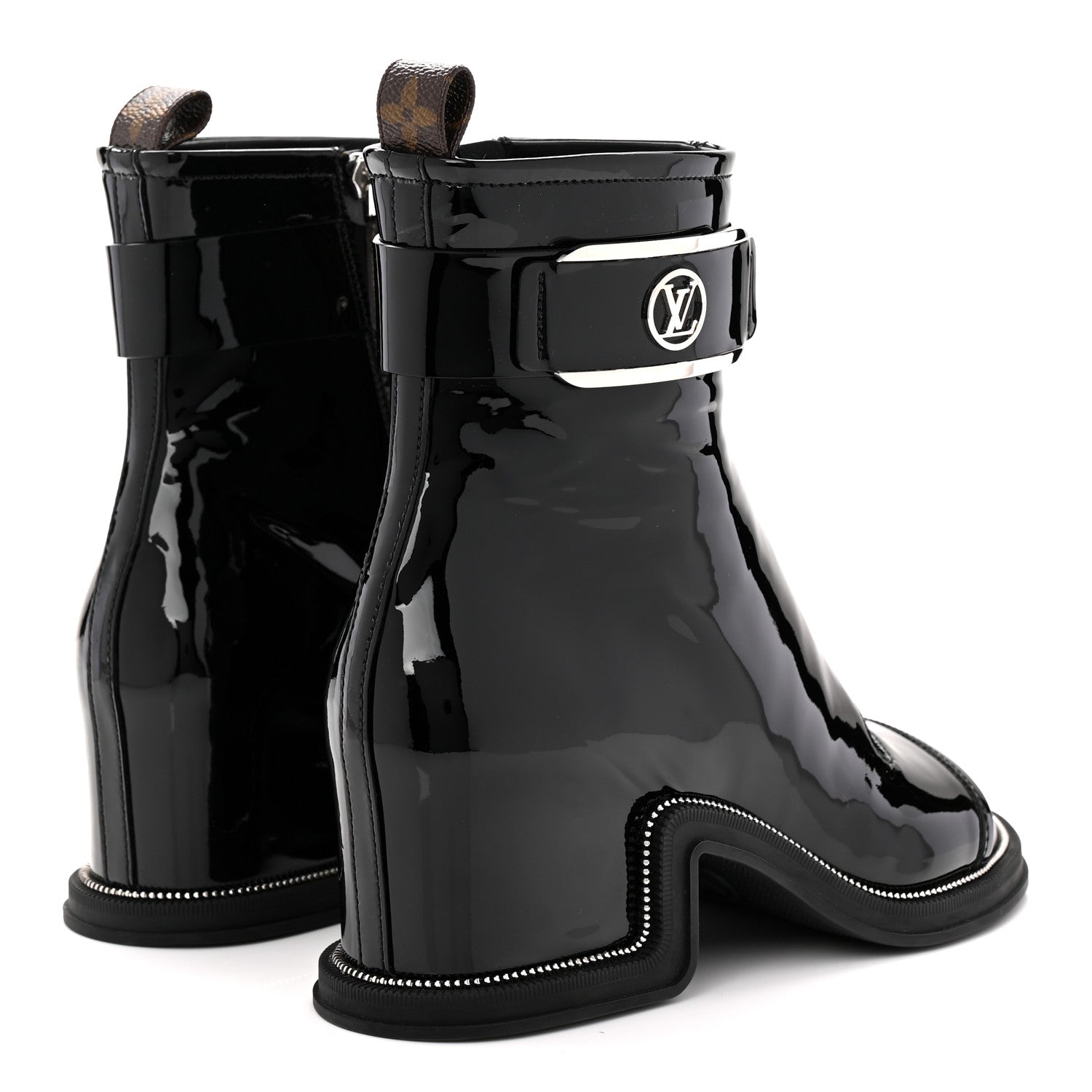 Louis Vuitton Patent Calfskin Moonlight Boots 37 Black 4 of 9