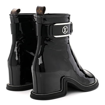 Louis Vuitton Patent Calfskin Moonlight Boots 37 Black 4 of 9