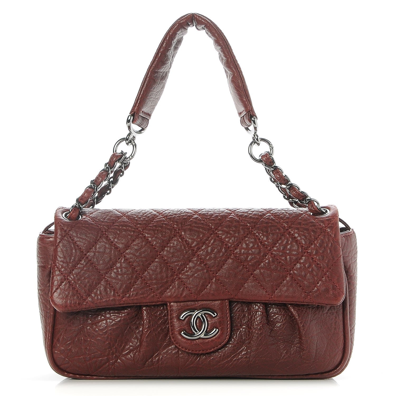 Chanel Distressed Lambskin Quilted Flap Bordeaux 1 of 8