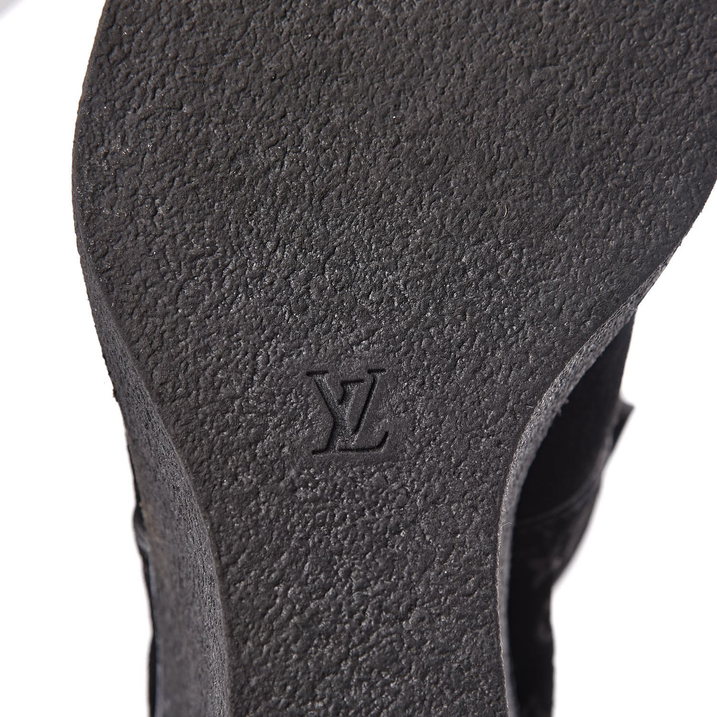 Monogram Suede Wedge Ankle Boots 41 Black