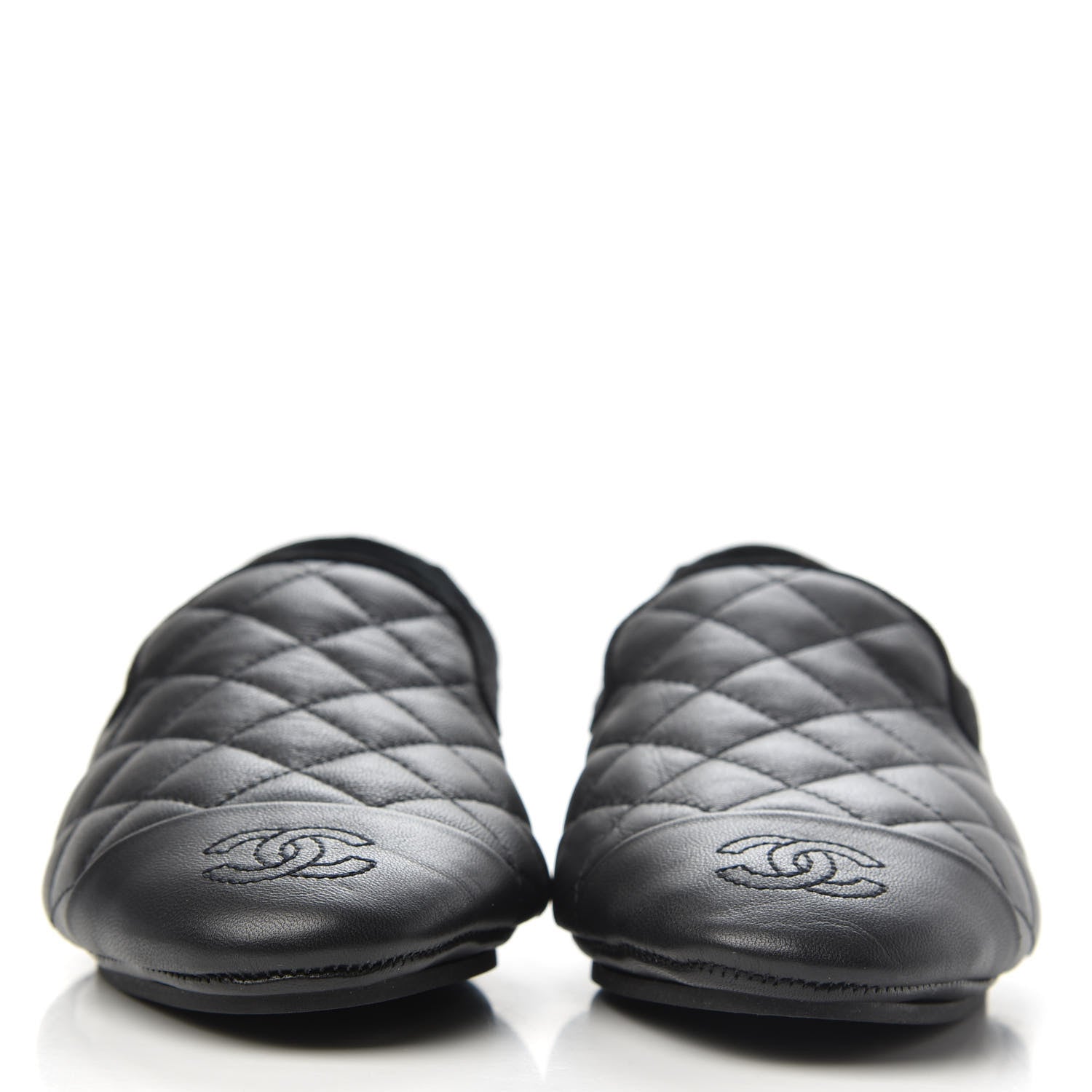 Chanel Lambskin Quilted Cap Toe Slipper With Pouch 36 Black 2 of 9