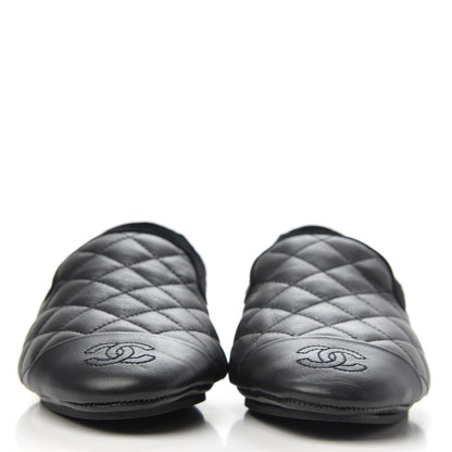 Chanel Lambskin Quilted Cap Toe Slipper With Pouch 36 Black 2 of 9