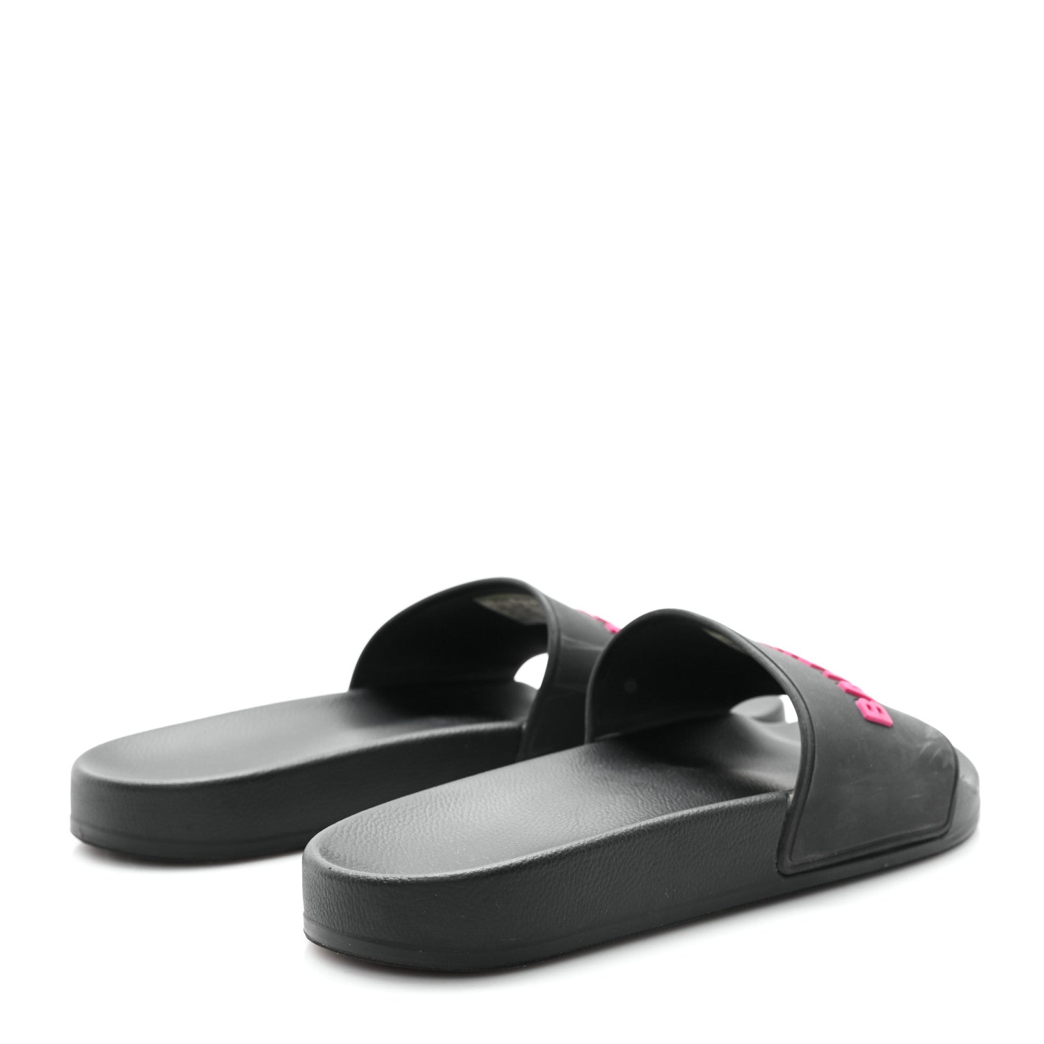 Balenciaga Rubber Womens Logo Pool Slide Sandals 39 Black Fuschia 5 of 9