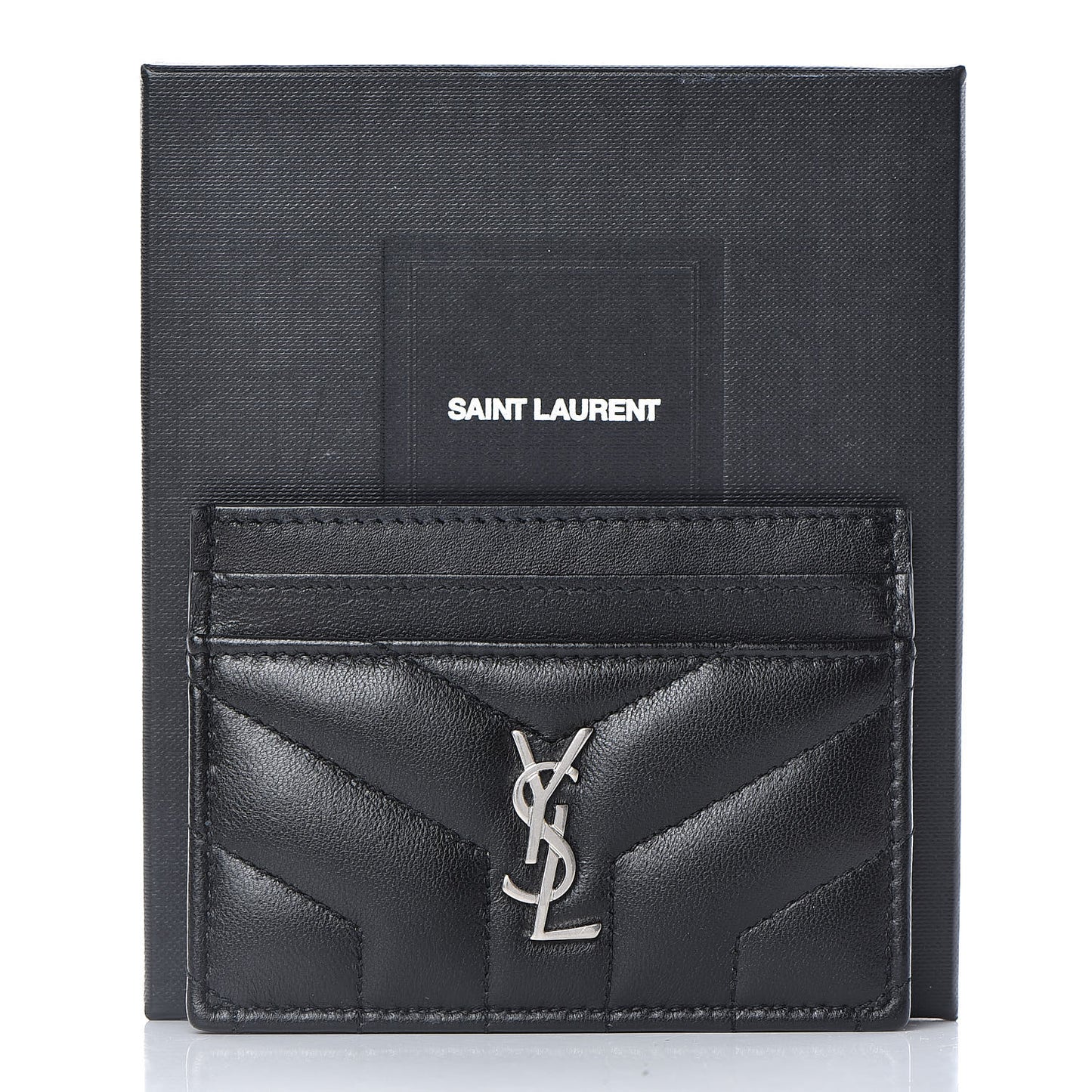 Calfskin Y Quilted Monogram LouLou Credit Card Case Black