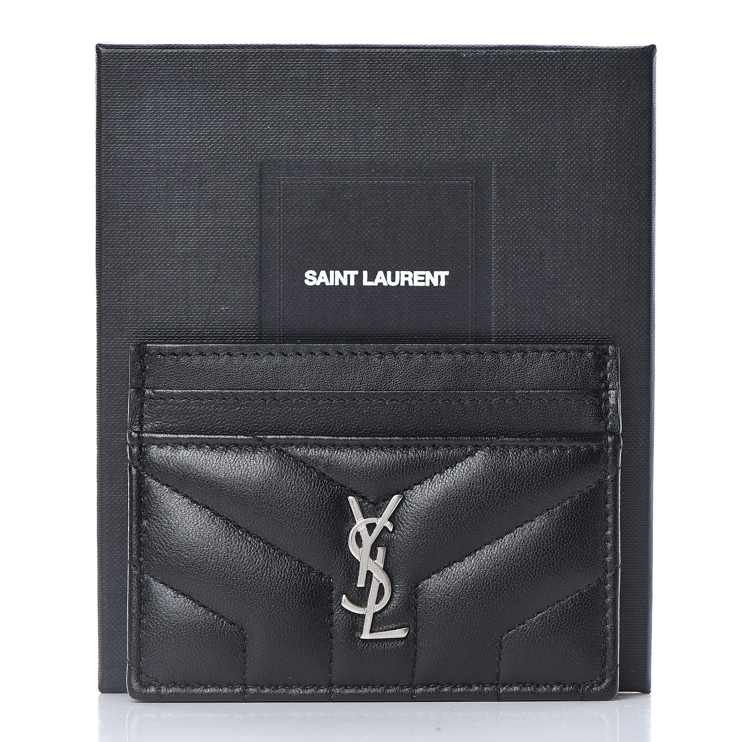 Saint Laurent Calfskin Y Quilted Monogram LouLou Credit Card Case Black 8 of 8