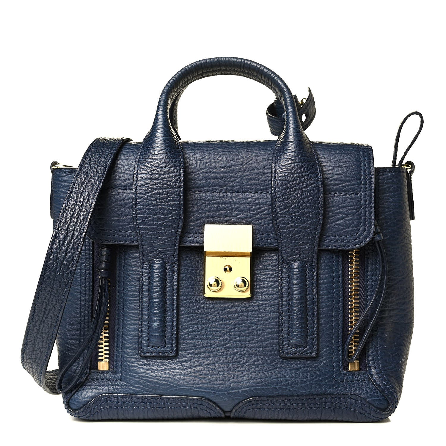 3.1 Phillip Lim Textured Calfskin Mini Pashli Satchel Ink 1 of 7