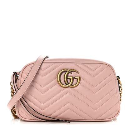 Gucci Calfskin Matelasse Small GG Marmont Chain Shoulder Bag Perfect Pink 1 of 12