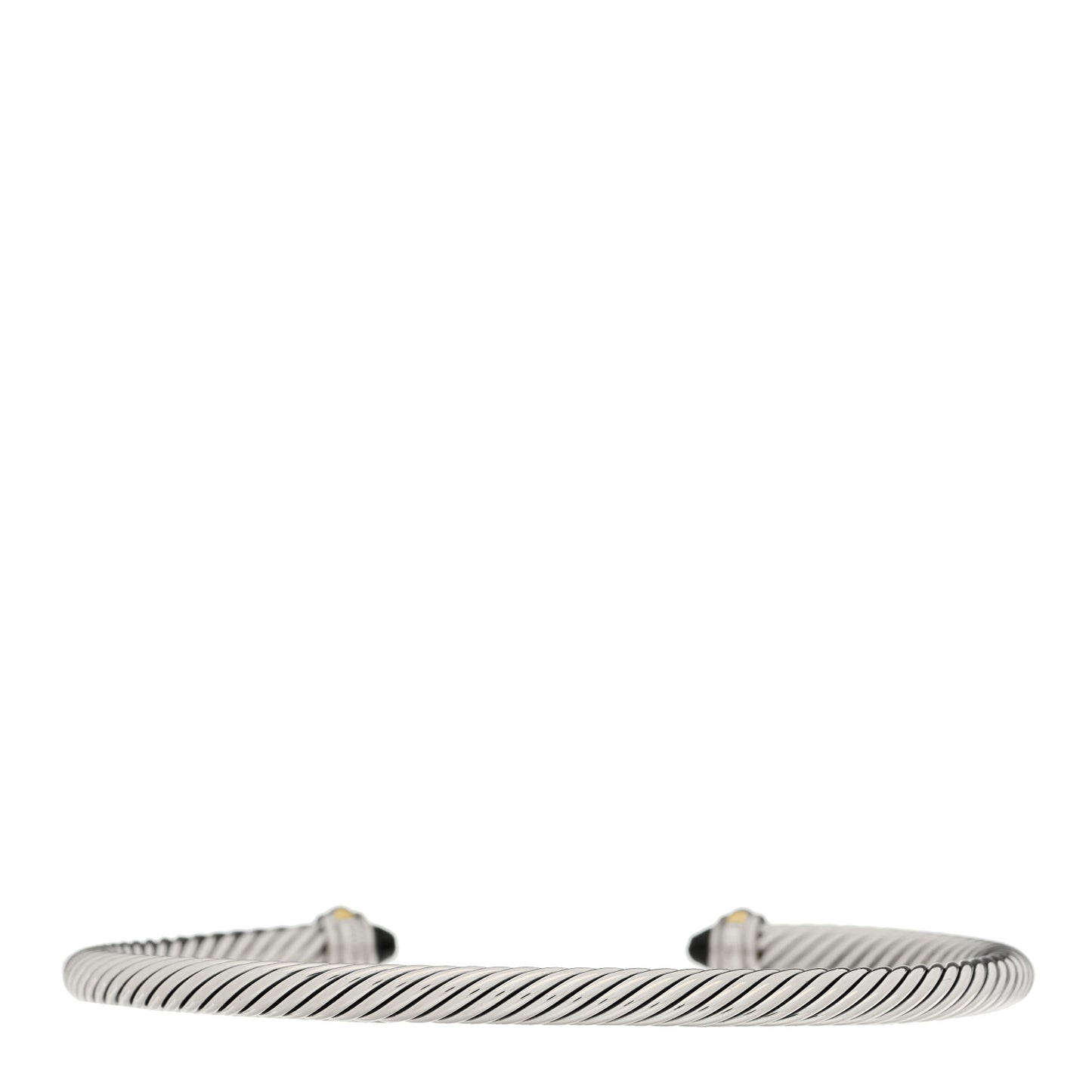 Sterling Silver 18K Yellow Gold Black Onyx 4mm Cable Classics Bracelet