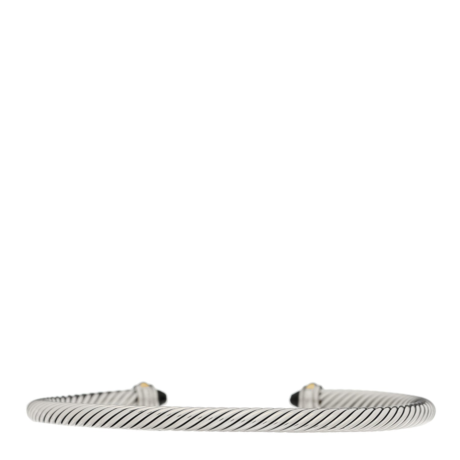 David Yurman Sterling Silver 18K Yellow Gold Black Onyx 4mm Cable Classics Bracelet 2 of 3