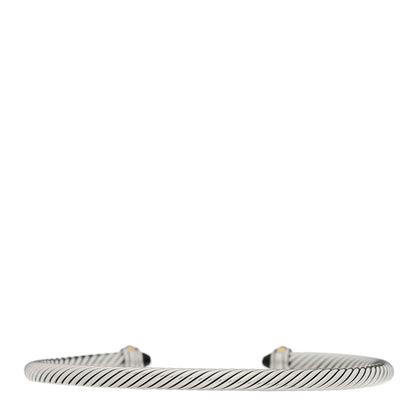 David Yurman Sterling Silver 18K Yellow Gold Black Onyx 4mm Cable Classics Bracelet 2 of 3