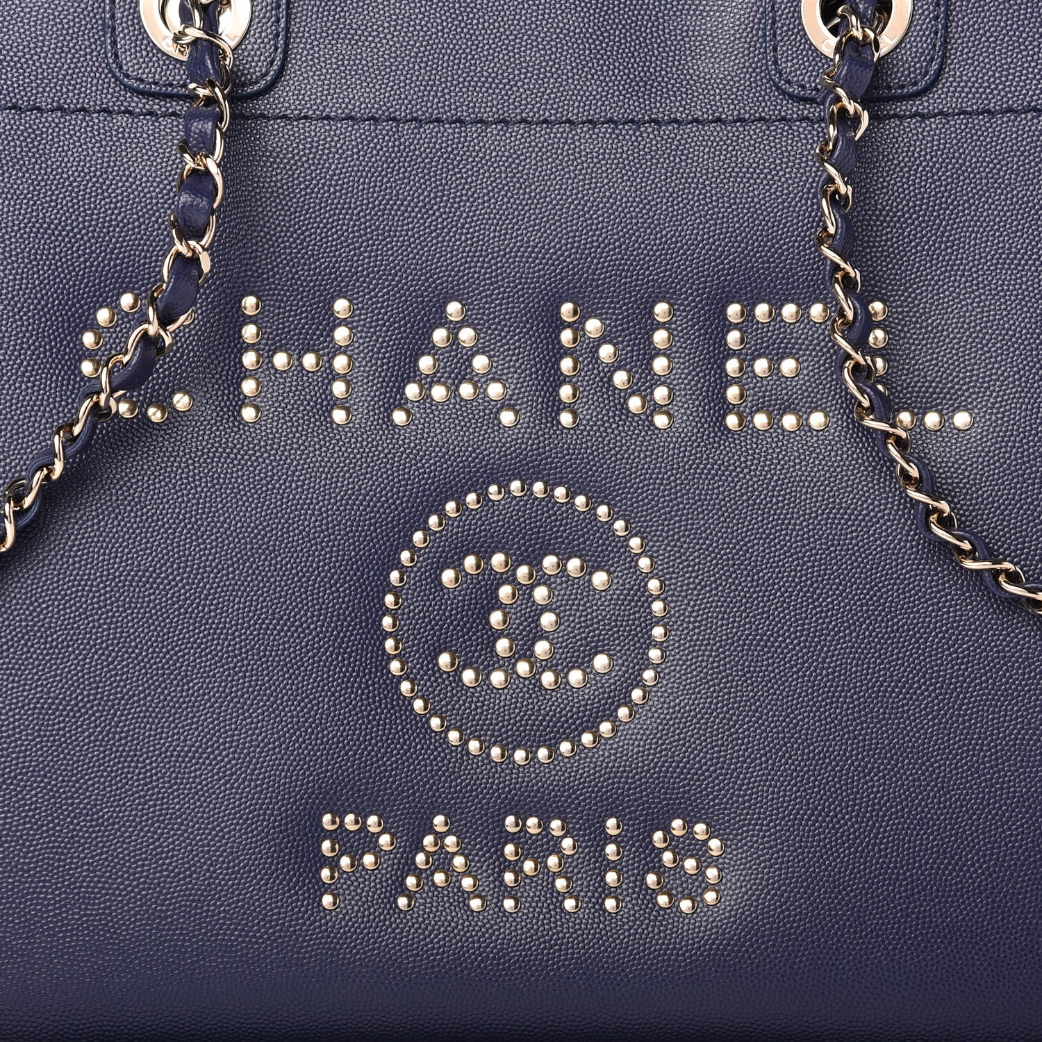 Chanel Caviar Small Studded Deauville Tote Navy 10 of 11