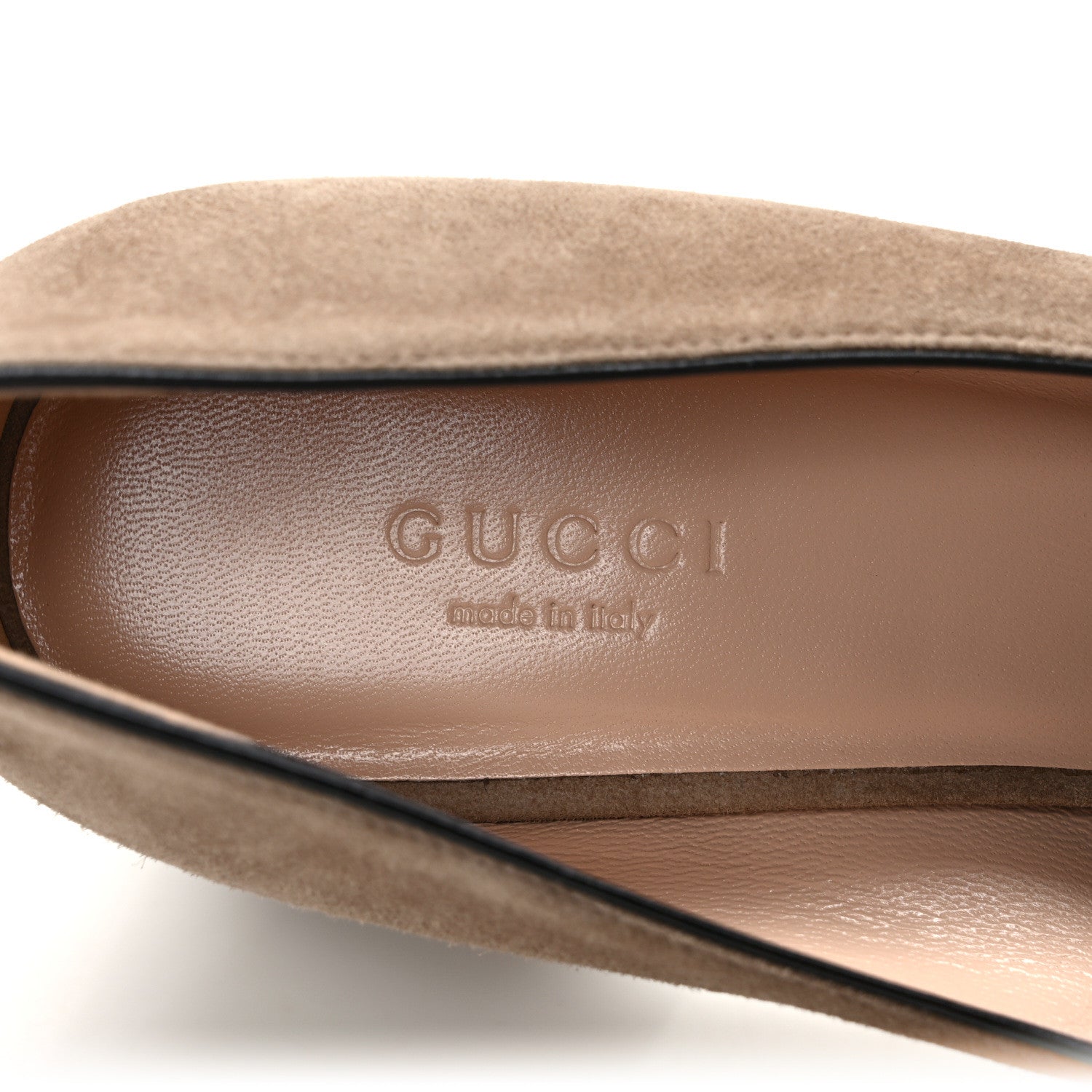 Gucci Kid Scamosciato GG Marmont Fringe 50mm Loafer Pumps 38 Taupe 7 of 9
