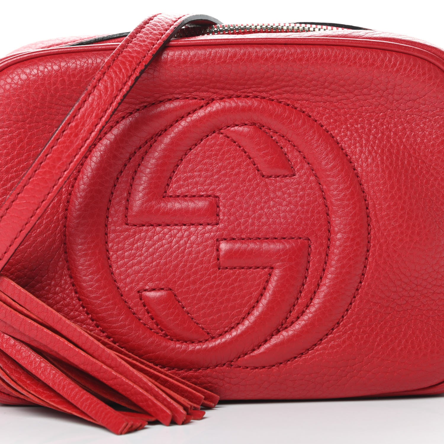 Gucci Pebbled Calfskin Small Soho Disco Bag Tabasco Red 8 of 14