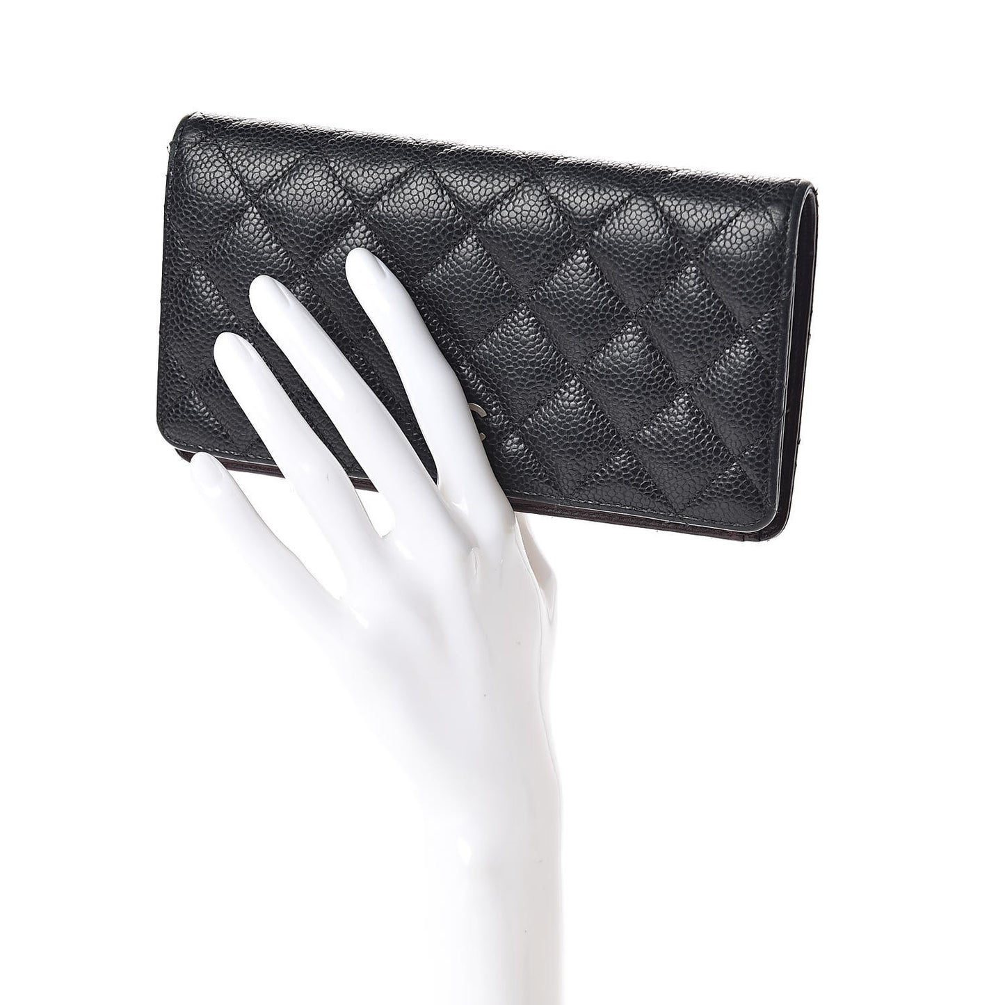 Caviar Quilted Yen Wallet Black