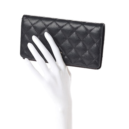 Chanel Caviar Quilted Yen Wallet Black 2 of 12