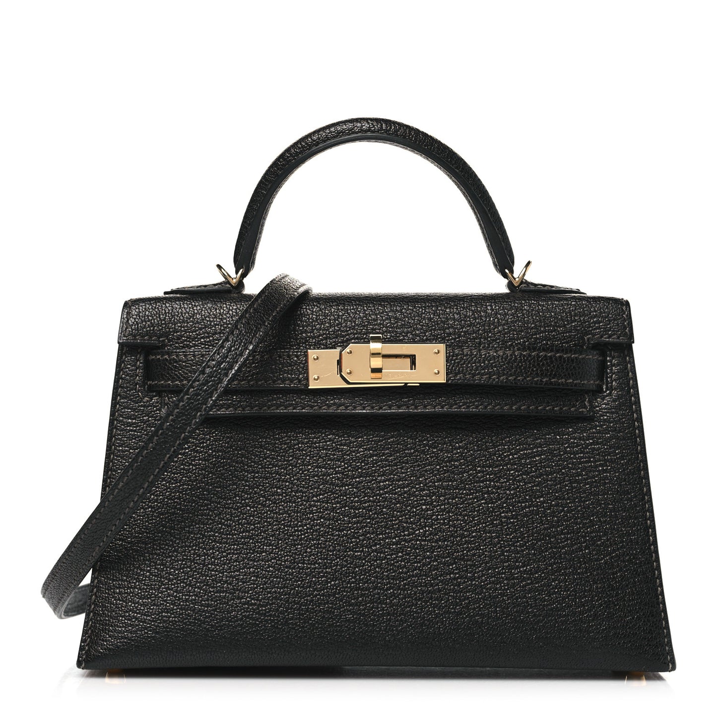 Chevre Mysore Horseshoe Mini Kelly Sellier 20 Black Rose Mexico