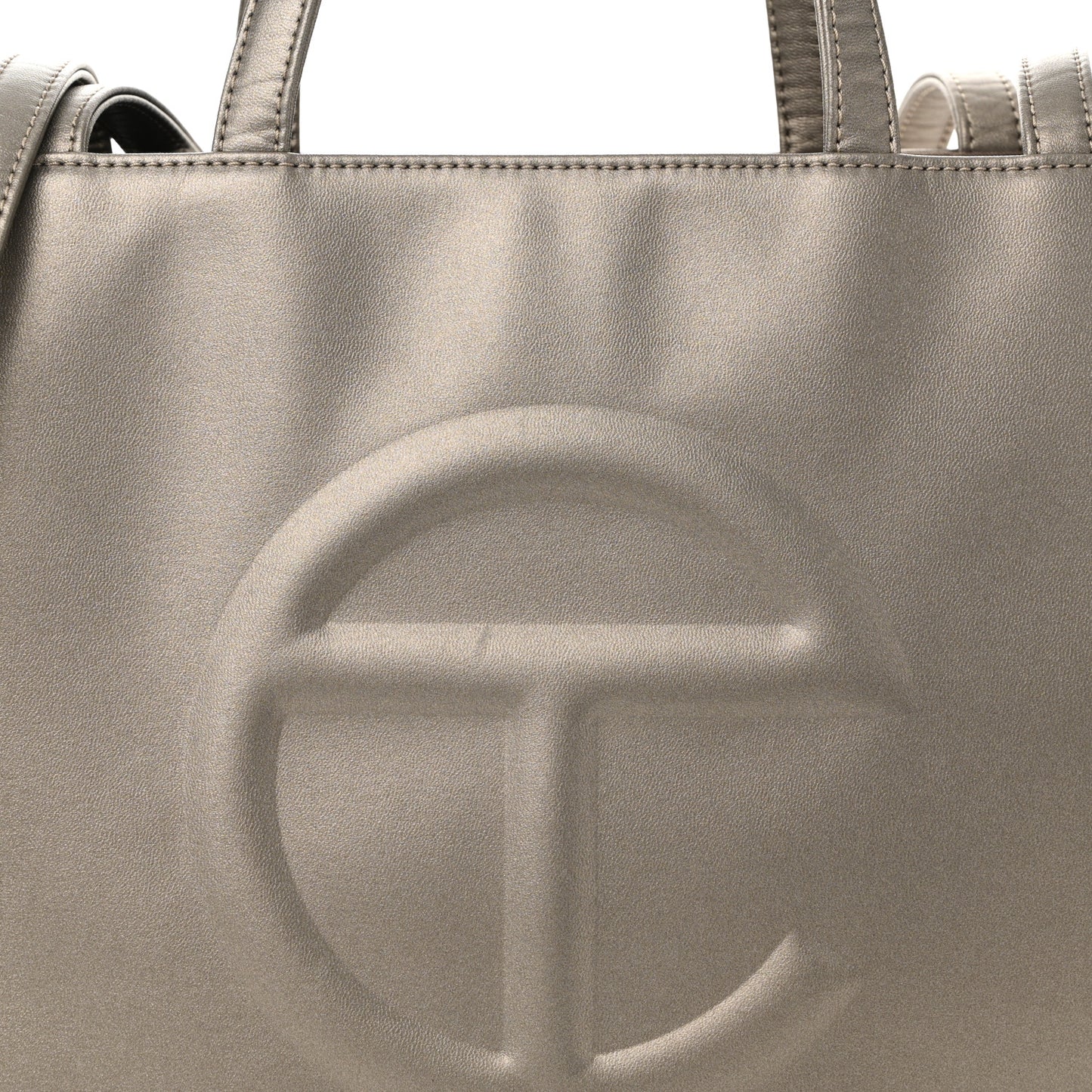 Metallic Vegan Leather Medium Shopping Bag Bronze