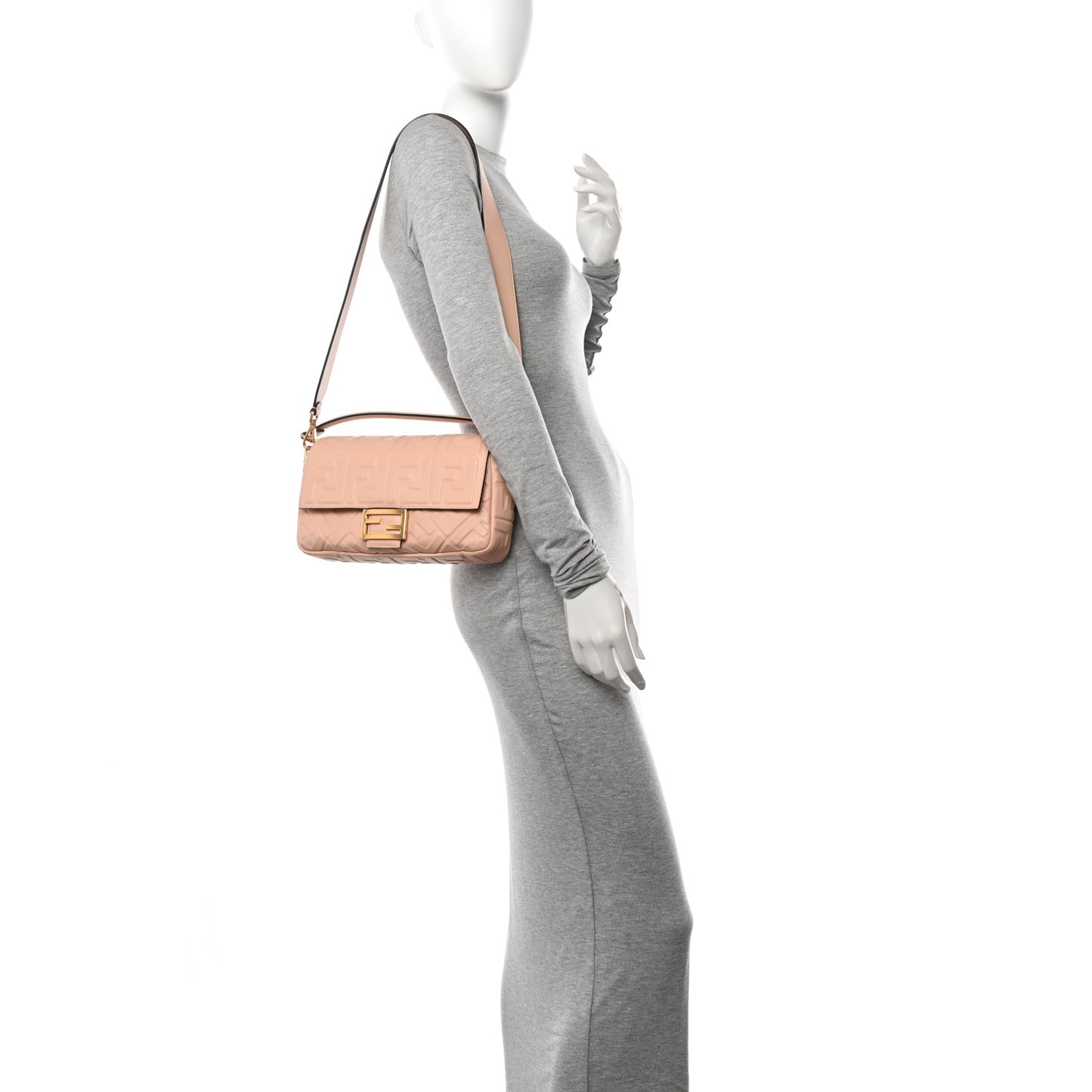 Nappa FF 1974 Embossed Baguette Baby Pink