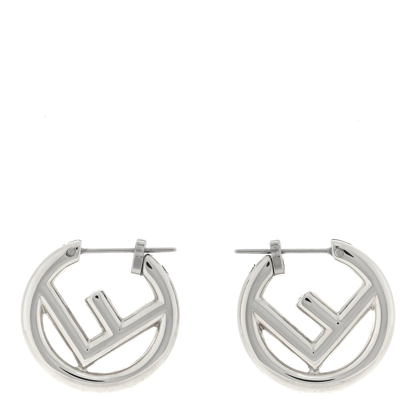 Metal FF Hoop Earrings Silver