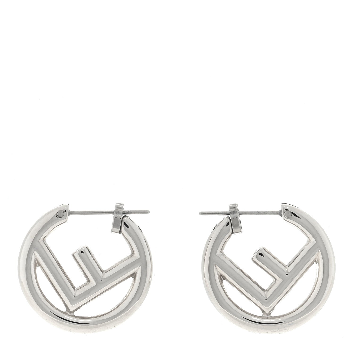 Fendi Metal FF Hoop Earrings Silver 1 of 3
