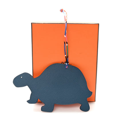 Hermes Togo Epsom Petit H Turtle Bag Charm GM Rouge Casaque Malachite 4 of 4