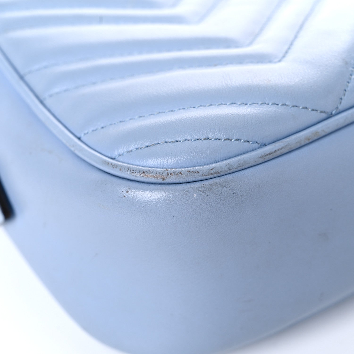 Gucci Calfskin Matelasse Small GG Marmont Chain Shoulder Bag Porcelain Light Blue 9 of 24