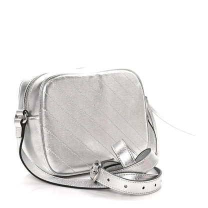 Gucci Metallic Sakai Be Green Calfskin Diagonal Stitched Small Blondie Shoulder Bag Silver 3 of 11