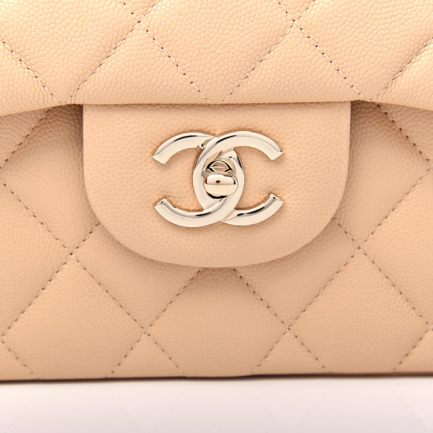 Chanel Caviar Quilted Jumbo Double Flap Light Beige 10 of 10