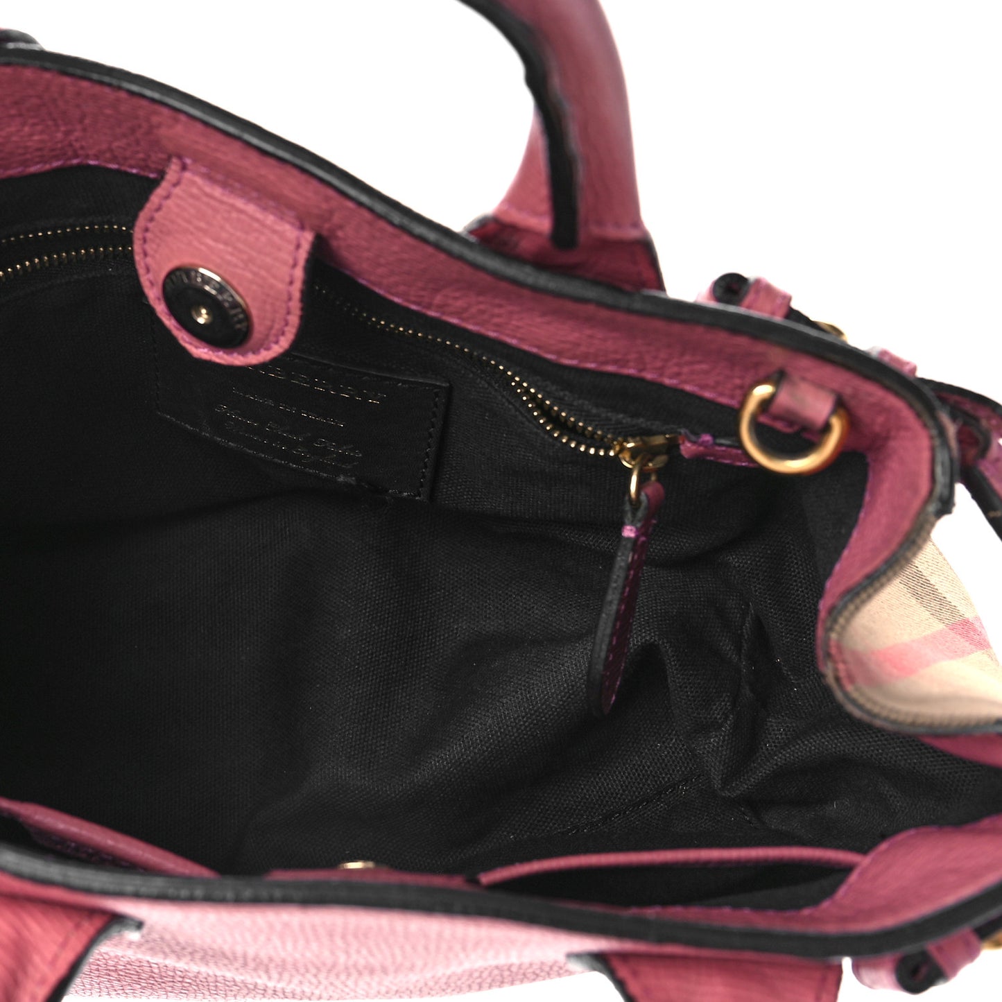 Derby Calfskin House Check Small Banner Tote Pink