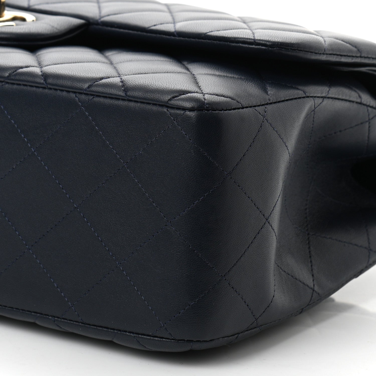 Chanel Lambskin Quilted Jumbo Double Flap Navy Blue 10 of 11
