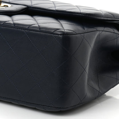 Chanel Lambskin Quilted Jumbo Double Flap Navy Blue 10 of 11