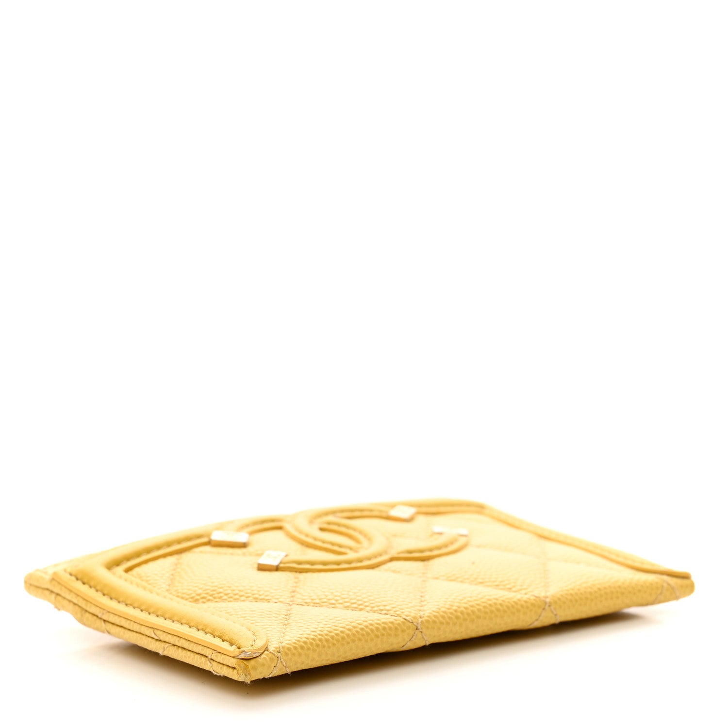 Chanel Caviar Quilted Filigree Card Holder Yellow 4 of 11