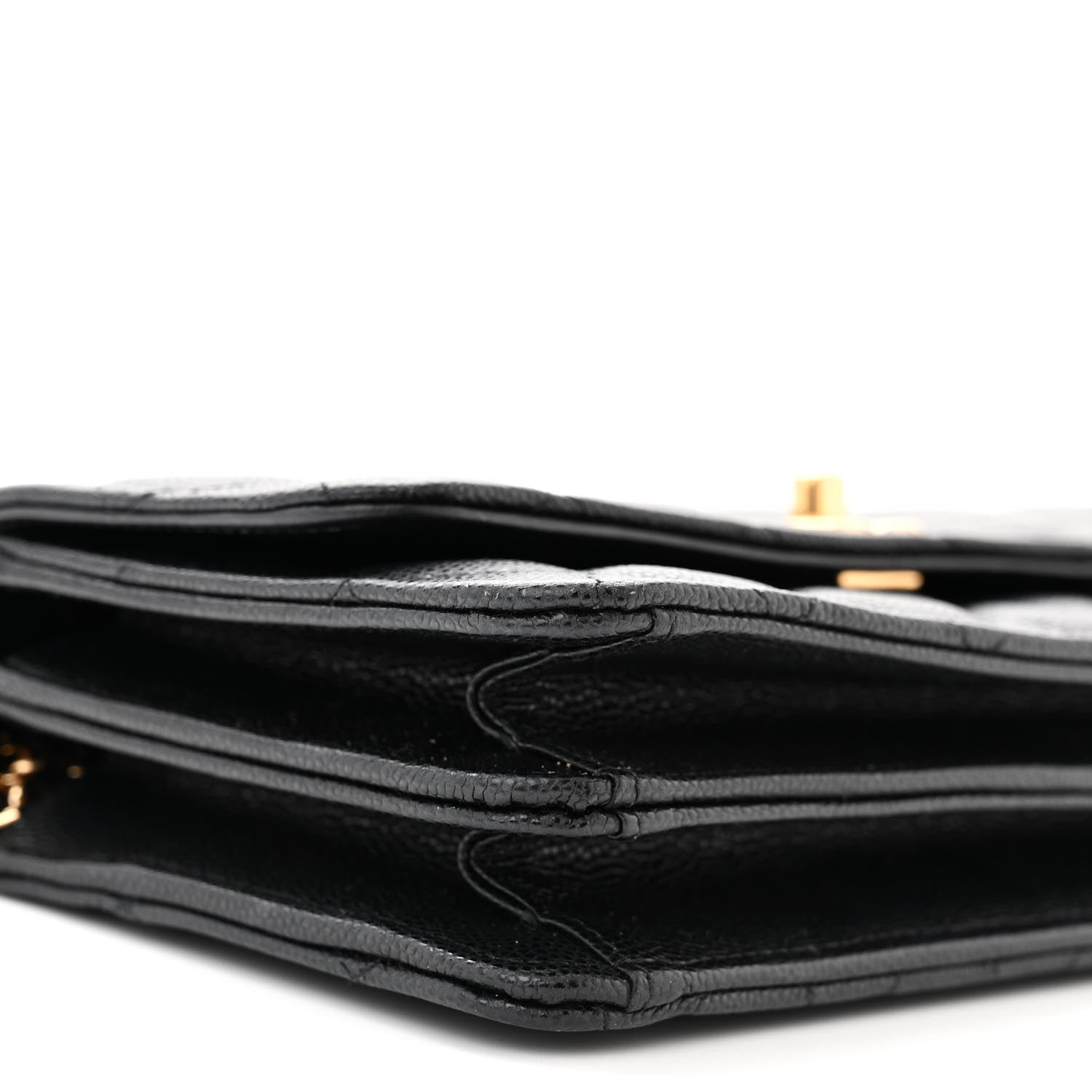 Chanel Shiny Caviar Quilted Flap Charm Wallet On Chain WOC Black 10 of 12