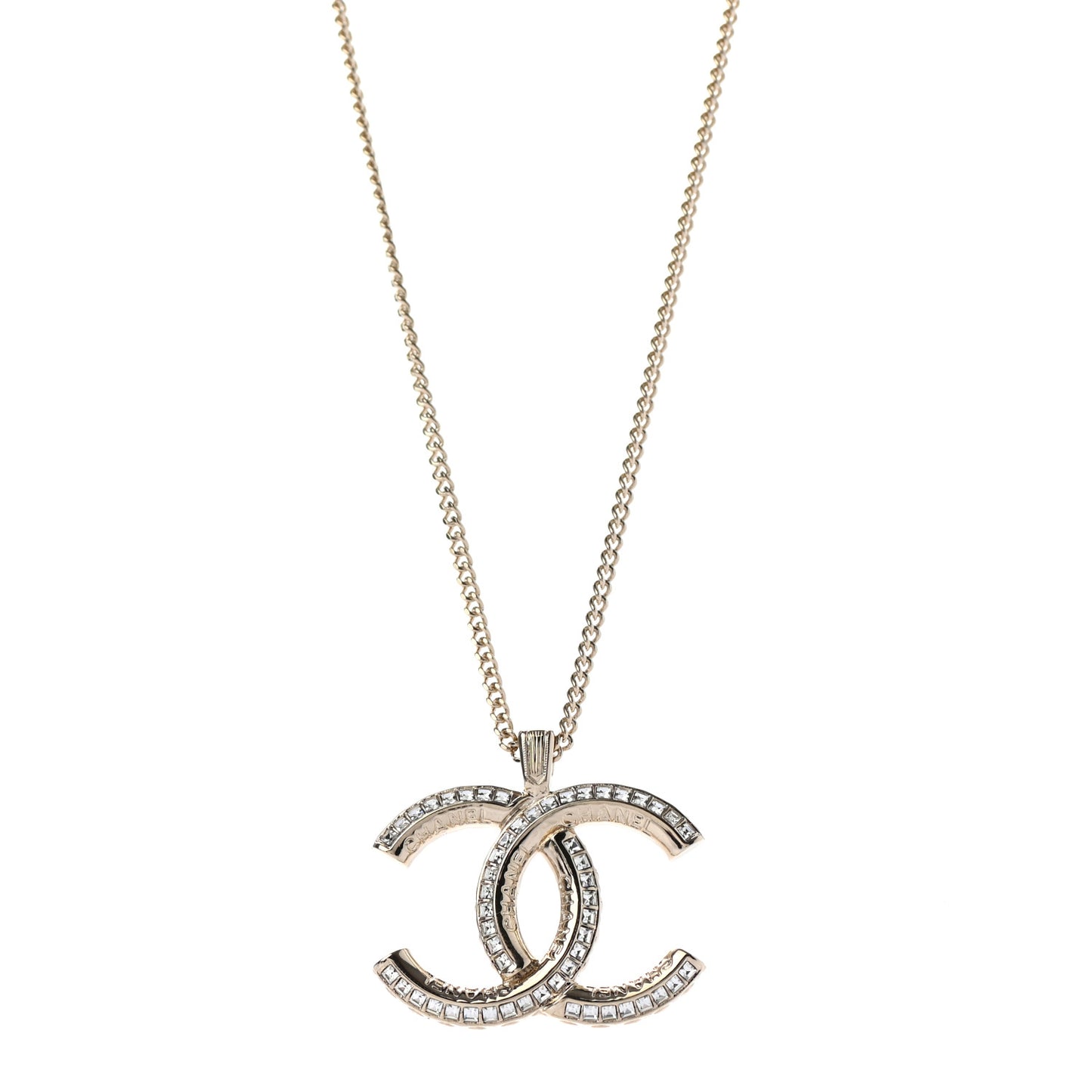 Crystal CC Pendant Necklace Gold