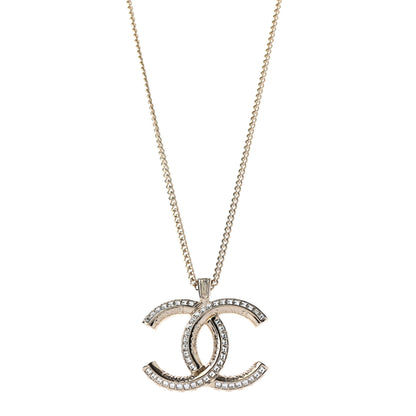 Chanel Crystal CC Pendant Necklace Gold 1 of 5