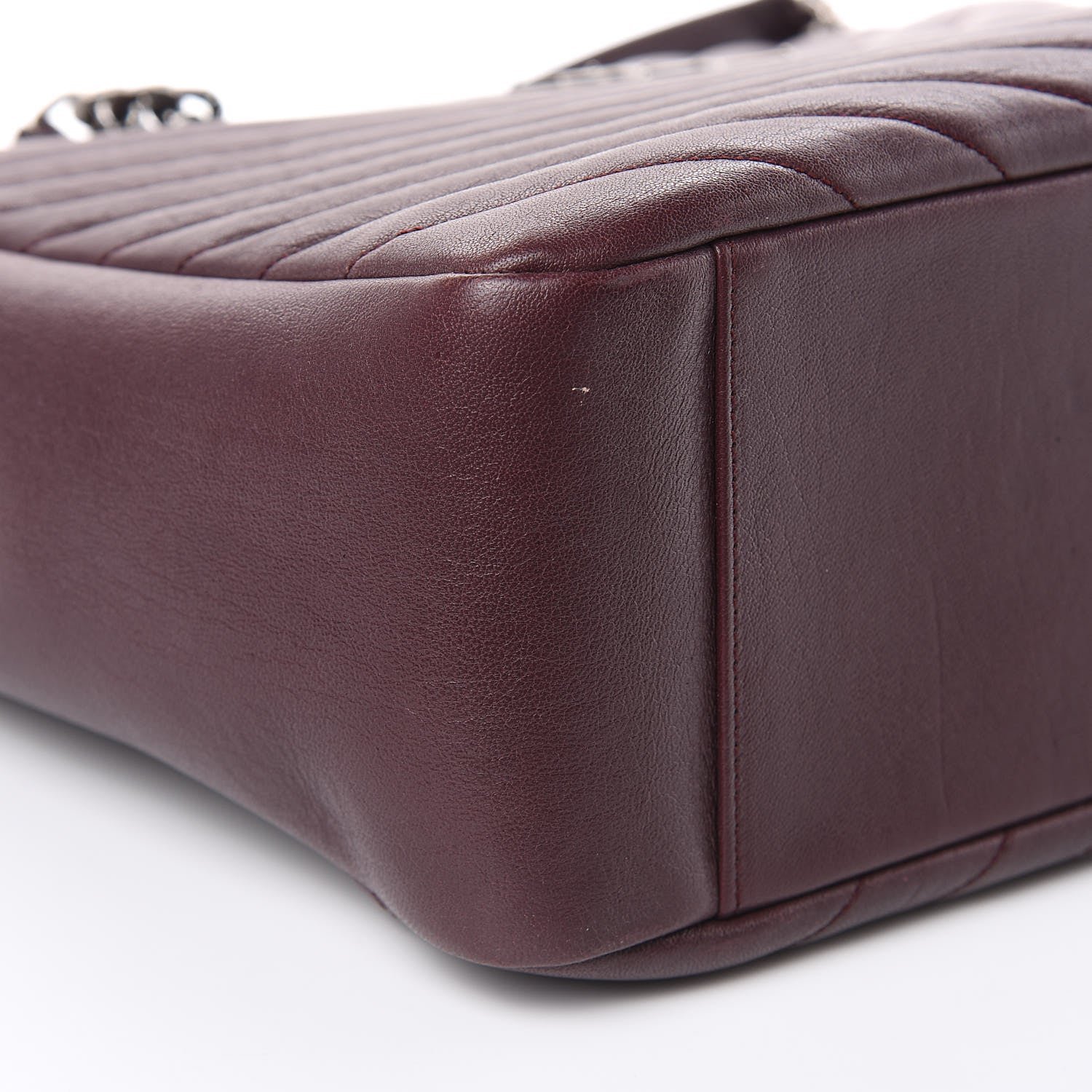 Saint Laurent Sheepskin Matelasse Chevron Large Monogram Shopping Bag Burgundy 7 of 9