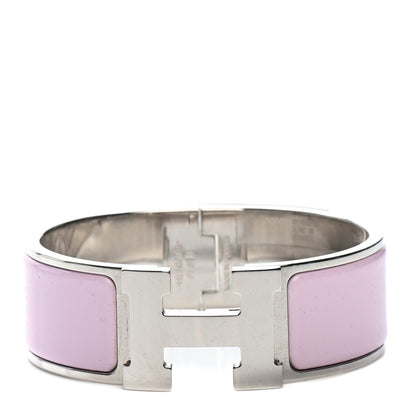 Hermes Enamel Wide Clic Clac H Bracelet PM Rose Dragee 1 of 4