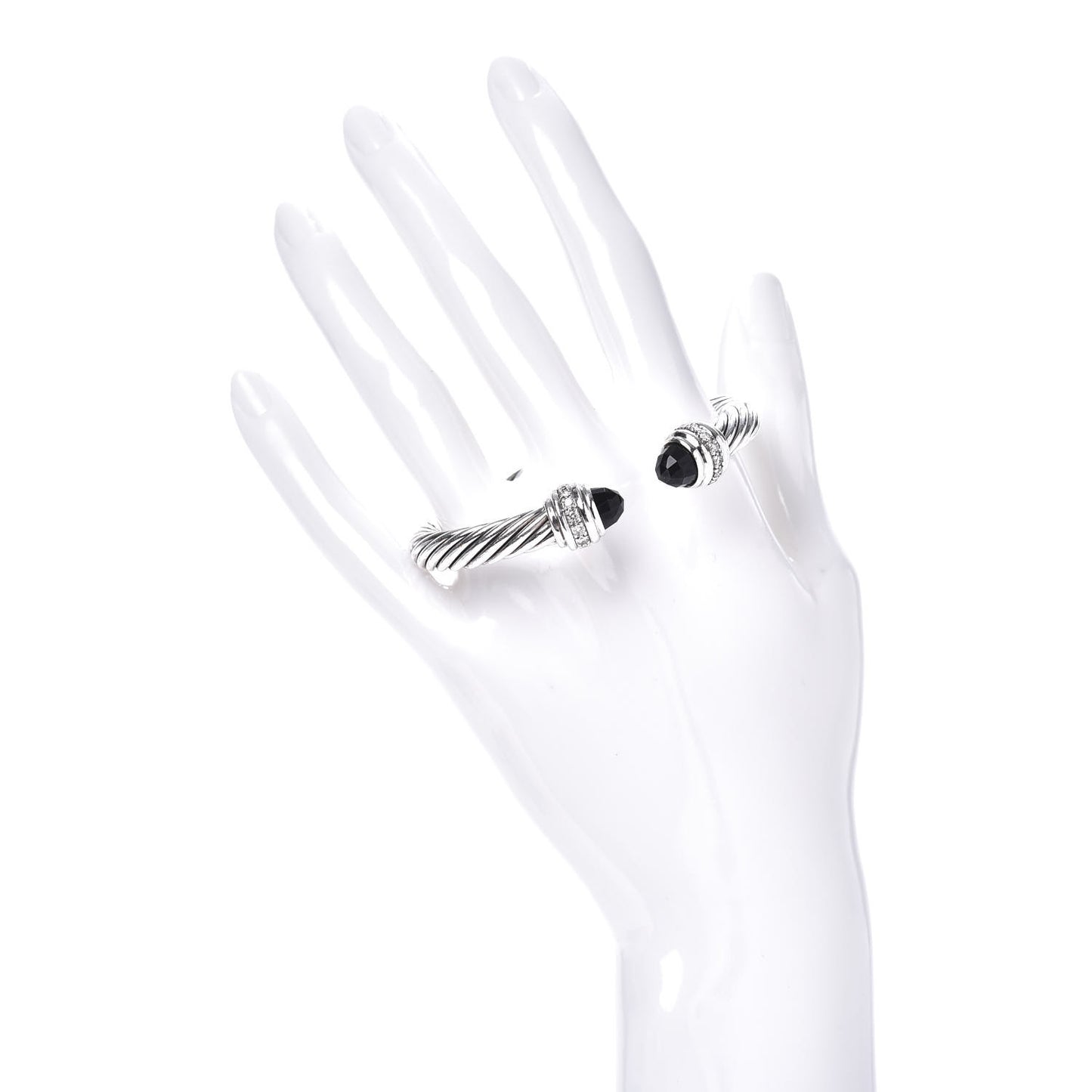 Sterling Silver Diamond Black Onyx 7mm Cable Classics Bracelet