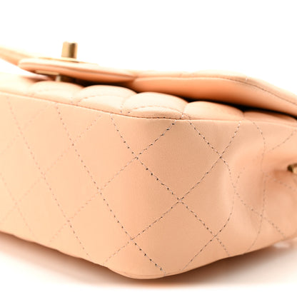 Chanel Lambskin Quilted Mini Rectangular Flap Beige 10 of 11