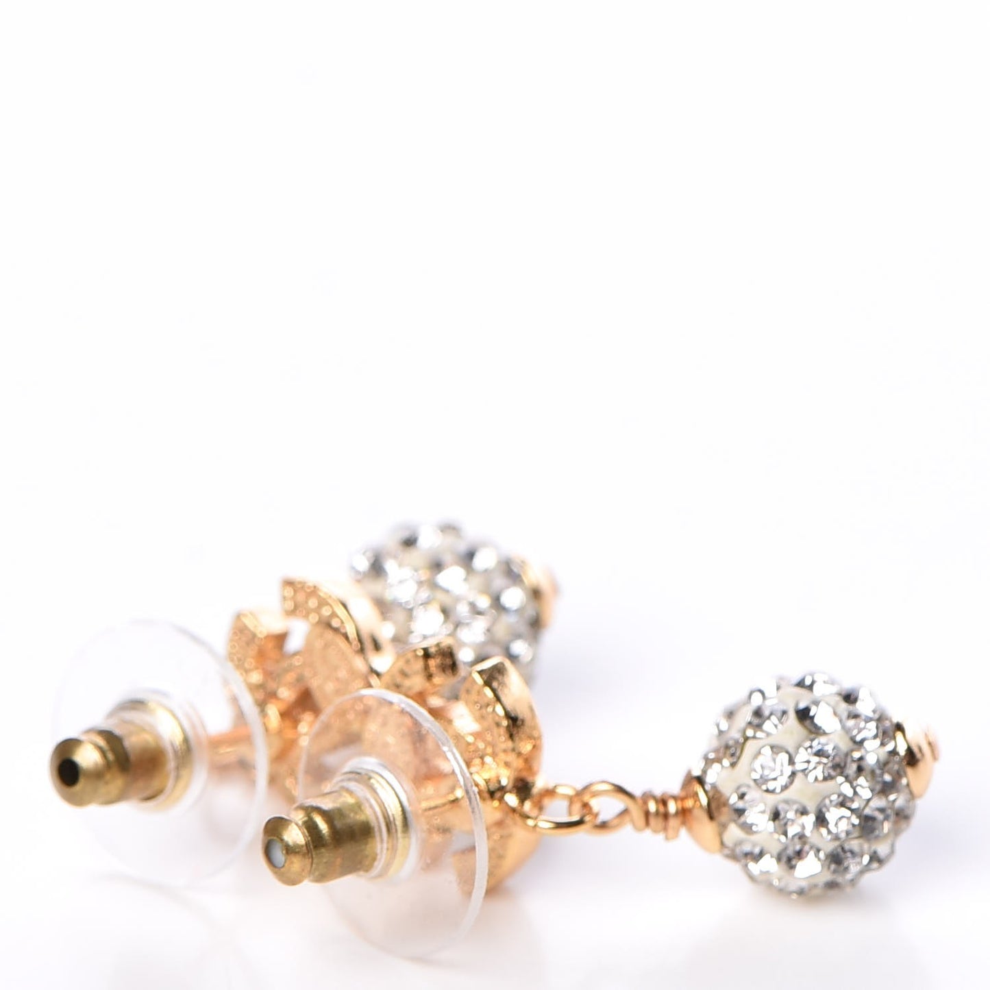 Crystal CC Drop Earrings Gold
