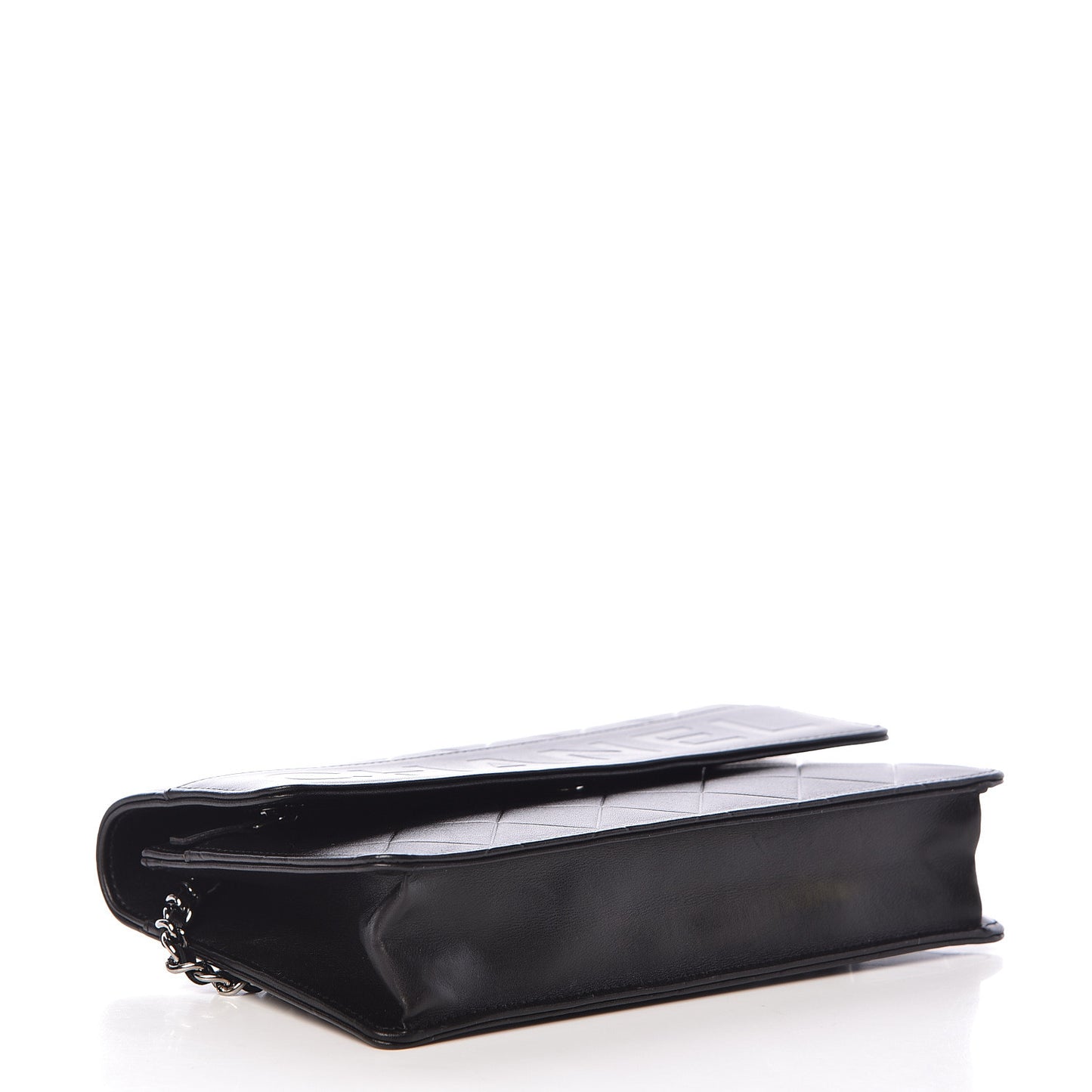 Lambskin Embossed Lax Wallet On Chain WOC Black