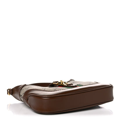 Gucci GG Supreme Monogram Azalea Calfskin Web Mini Jackie 1961 Hobo Beige Ebony Brown Sugar 4 of 10