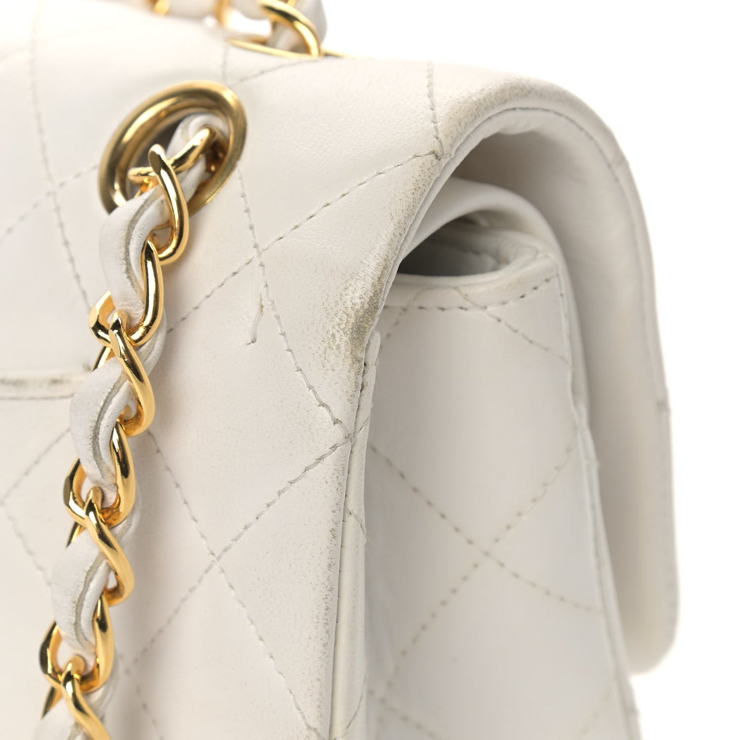 Lambskin Quilted Small Double Flap White