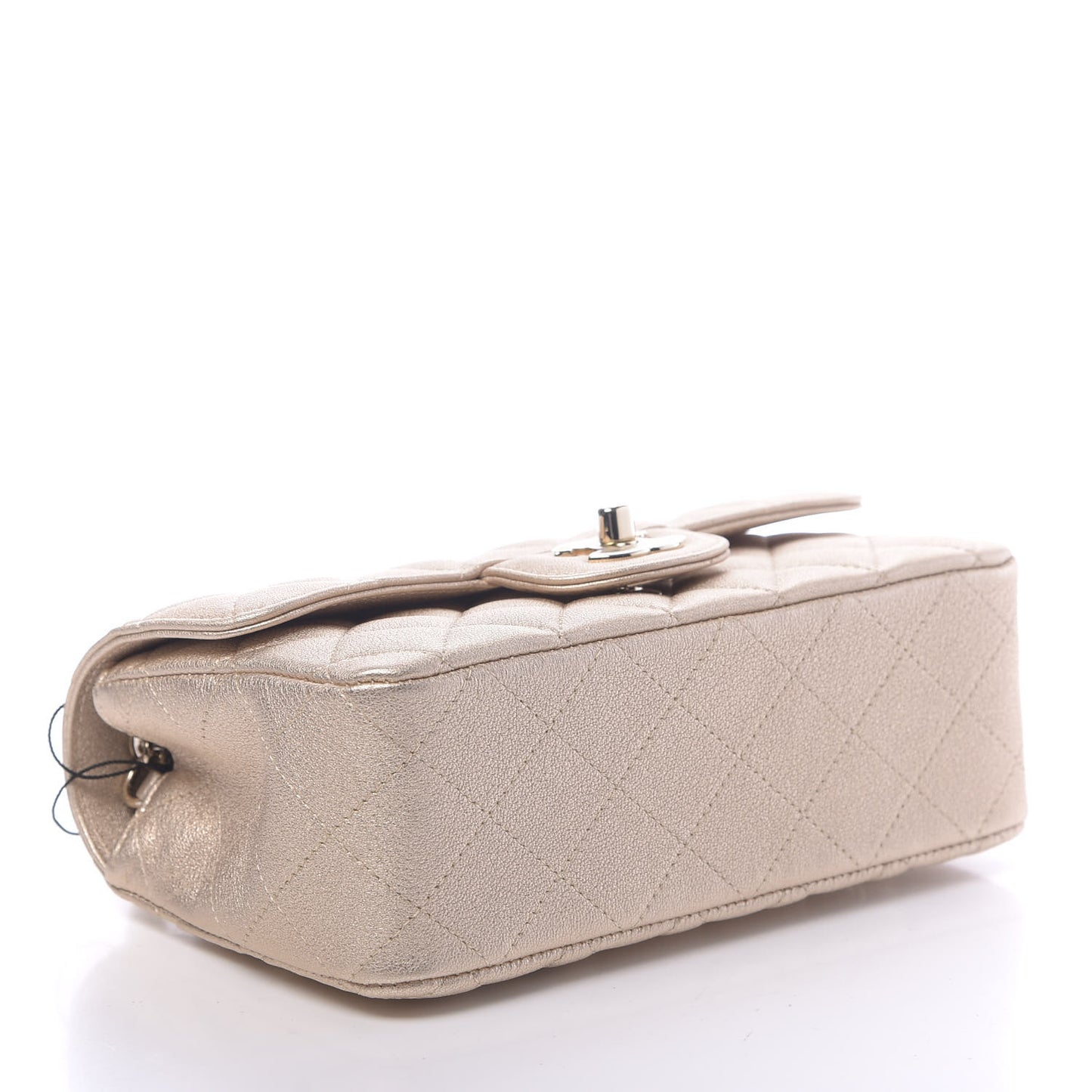 Metallic Lambskin Quilted Mini Rectangular Flap Gold