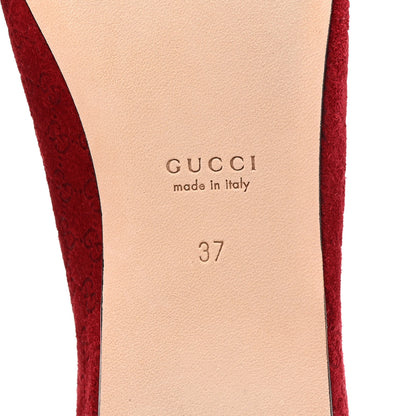 Gucci Suede Micro GG Horsebit Womens Kensington Moccasin Loafers 37 Rosso Ancora 7 of 10