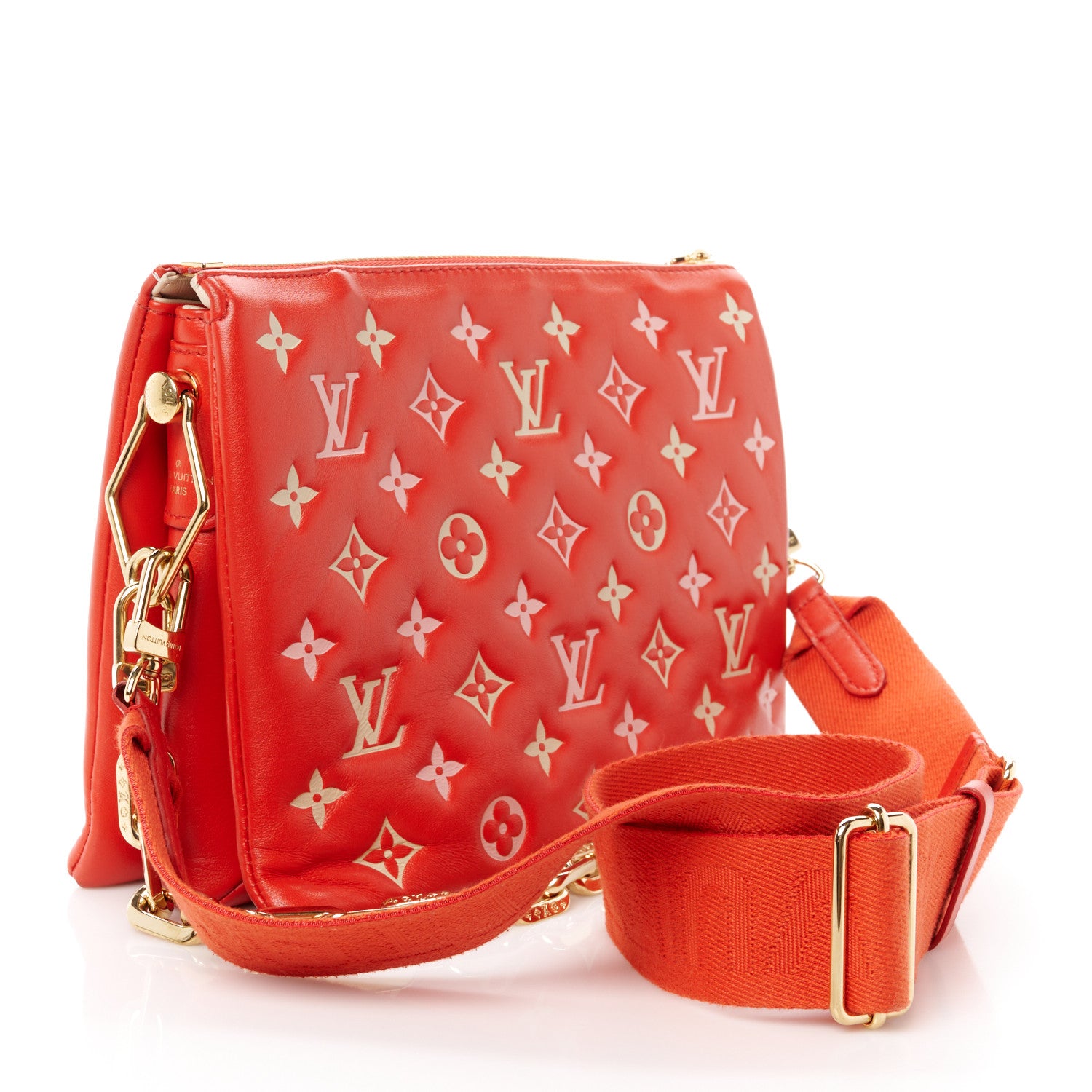 Louis Vuitton Lambskin Embossed Monogram Coussin PM Coquelicot Red 3 of 12