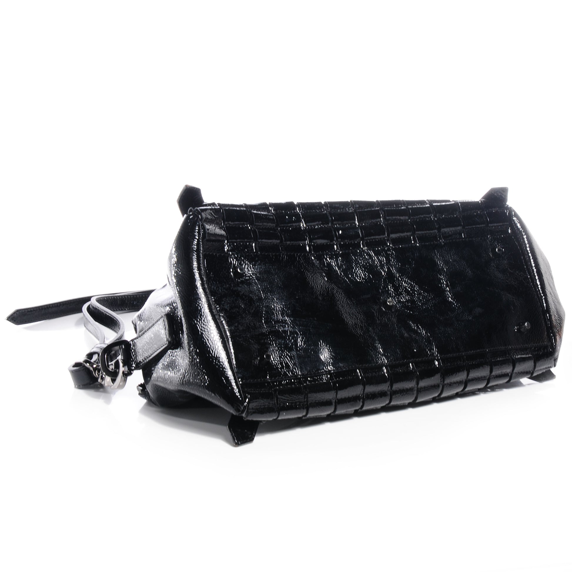 Burberry Patent Leather Cartridge Pleat Tote Black 4 of 8