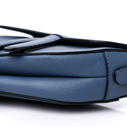 Christian Dior Grained Calfskin Mini Saddle Bag Denim Blue 8 of 14