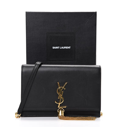 Saint Laurent Smooth Calfskin Classic Monogram Kate Tassel Chain Wallet Black 16 of 16